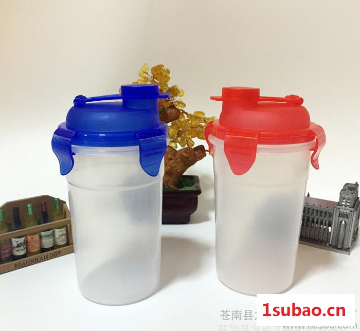 定制礼品乐扣水杯密封防漏塑料杯 环保塑料广告杯平盖便携随手杯图3