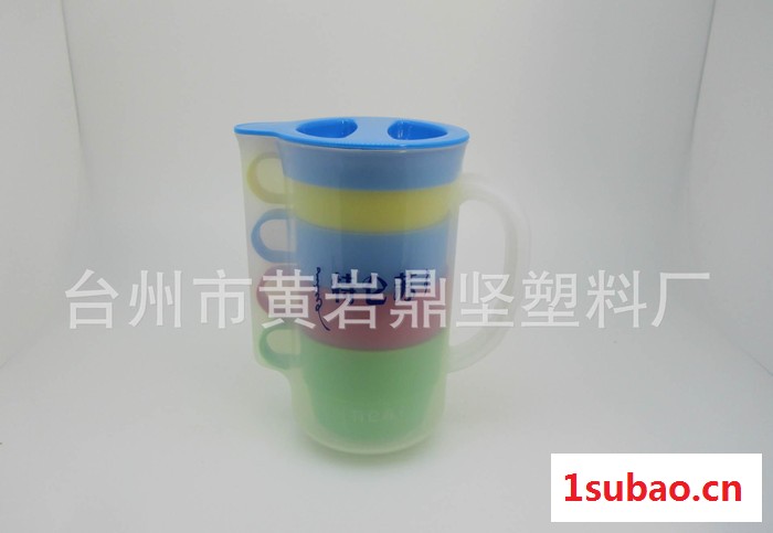 新款塑料杯 创意彩虹套杯 四杯一壶组合杯图2