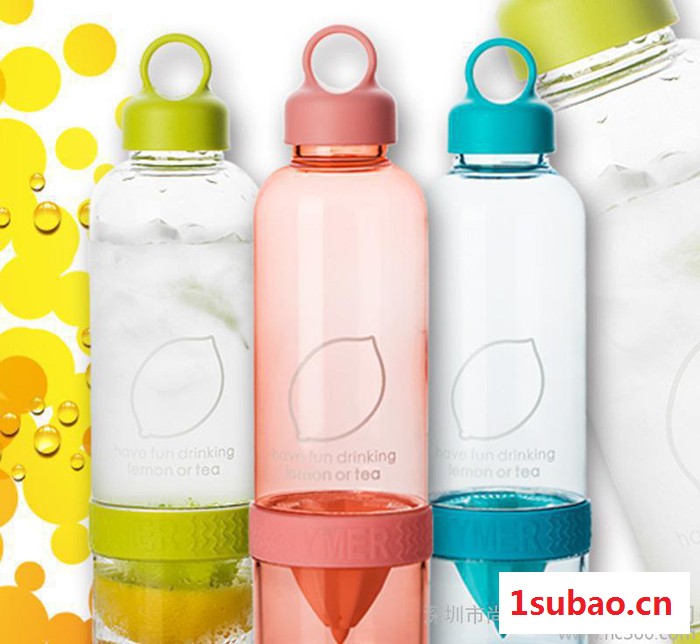 Ymer柠檬杯子透明塑料杯便携防漏密封抗摔创意运动榨汁杯果汁图2