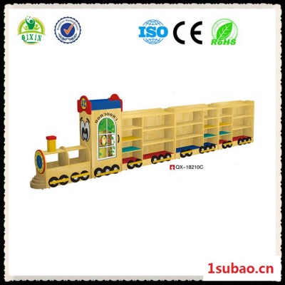 广州奇欣QX-18210C 火车造型玩具柜 组合收纳柜 幼儿园储物柜 分区柜组合 玩具柜厂家 书柜 书包柜