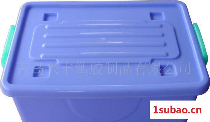 有盖带轮子38#加厚全新料塑料周转箱汽配箱餐具消毒箱收纳箱图2
