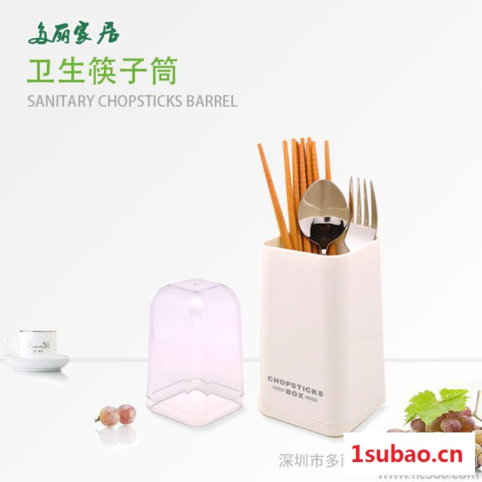 供应多丽新品RL190彩色塑料厨房筷子筒 带盖防尘防虫餐具筷子盒图3