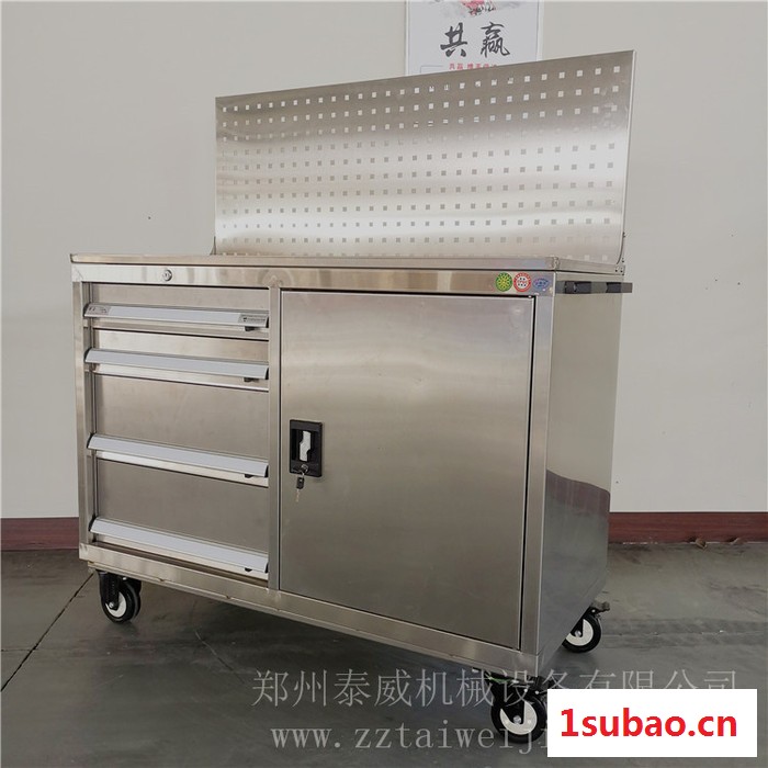 车间工具柜推车 不锈钢四抽带挂板移动储物柜 适用于工厂车间物品归纳图7