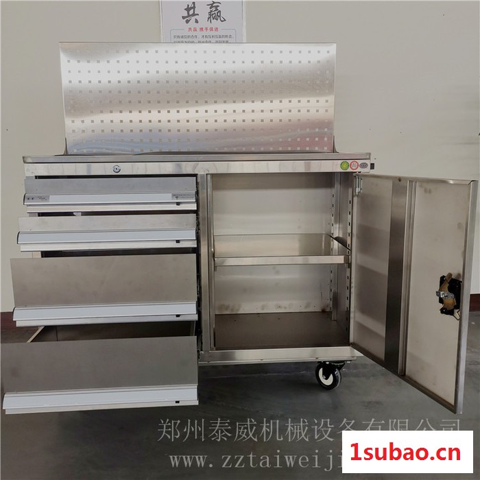 车间工具柜推车 不锈钢四抽带挂板移动储物柜 适用于工厂车间物品归纳图3