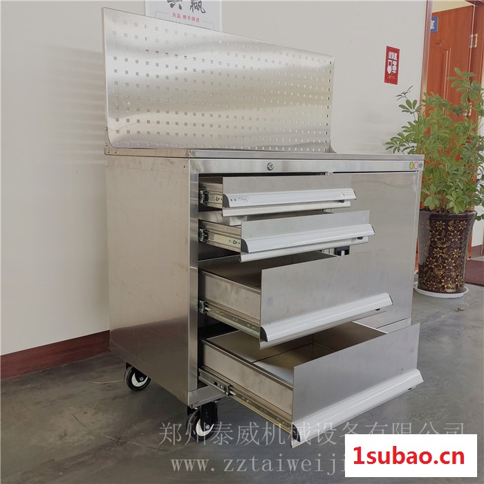 车间工具柜推车 不锈钢四抽带挂板移动储物柜 适用于工厂车间物品归纳图2