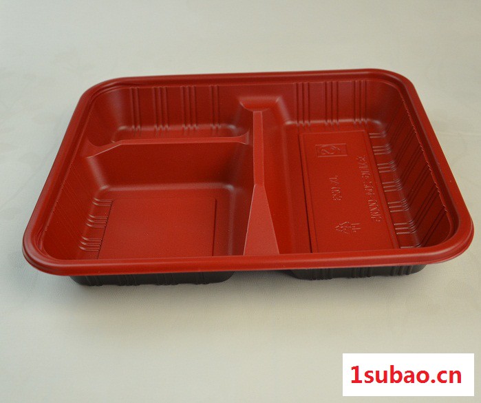 生产销售一次性PP塑料环保 餐盒　餐具　打包盒　三格餐盒带透明盖　华杰伟业JX-052