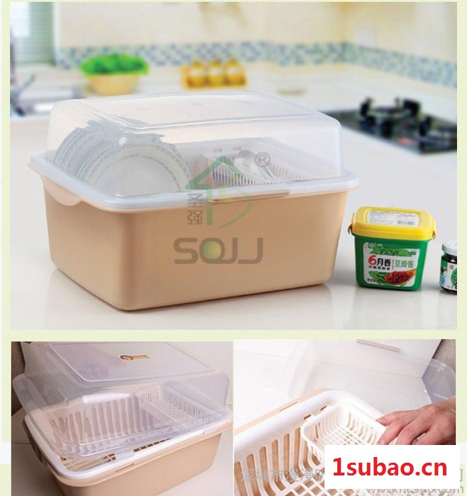 碗具厨房用品**碗柜塑料组合碗柜收纳餐具整理柜碗碟沥水架图2