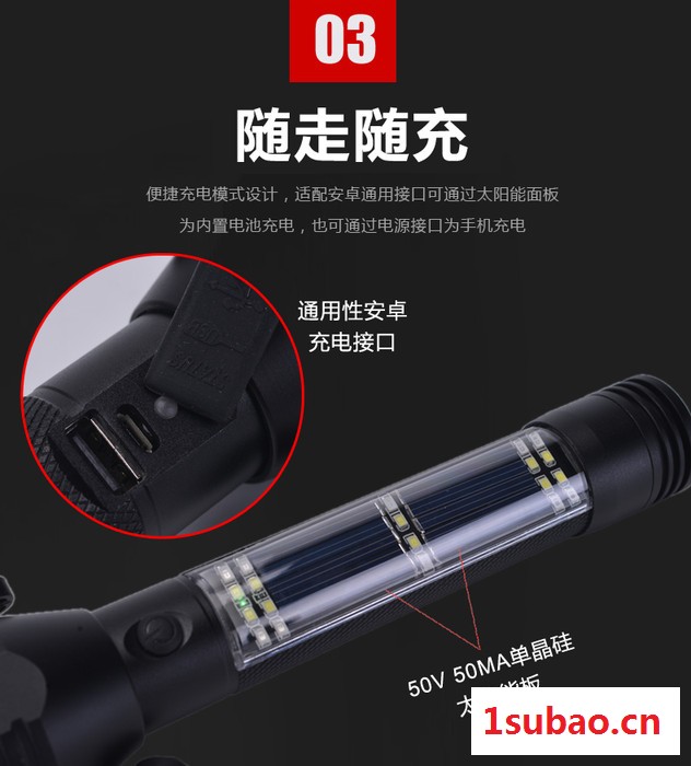 破窗工具多功能手电安全锤十合一强光手电筒带手机充电逃生应急锤图4