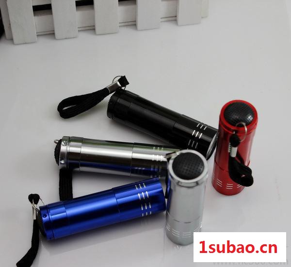 厂家强光LED手电筒 新款户外礼品多色9灯迷你强光手电筒批发图2
