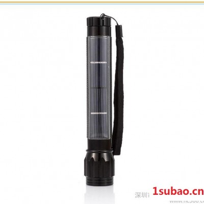 太阳能USB充电式手电筒 铝合金外壳小电筒 LED户外手电筒