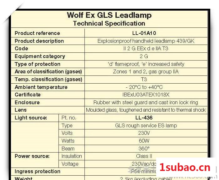 WOLFLITE,英国WOLF电筒,LL-01A10