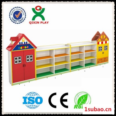 广州奇欣QX-18208A 别墅造型玩具柜 组合玩具柜 收纳柜 书柜 书包柜 教具柜 置物柜 幼儿园储物柜