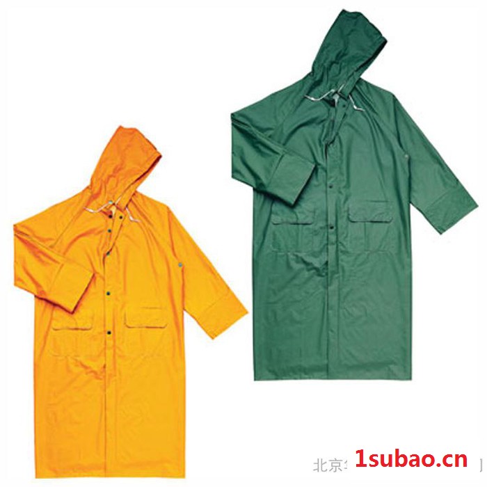 代尔塔407005连体式雨衣雨披工作雨衣PVC涂层涤纶风衣版黄色/绿色