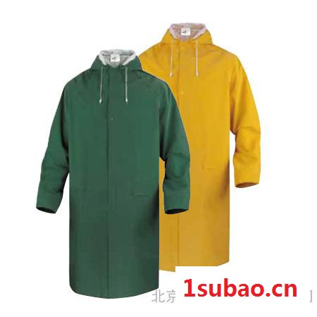 代尔塔407005连体式雨衣雨披工作雨衣PVC涂层涤纶风衣版黄色/绿色图3