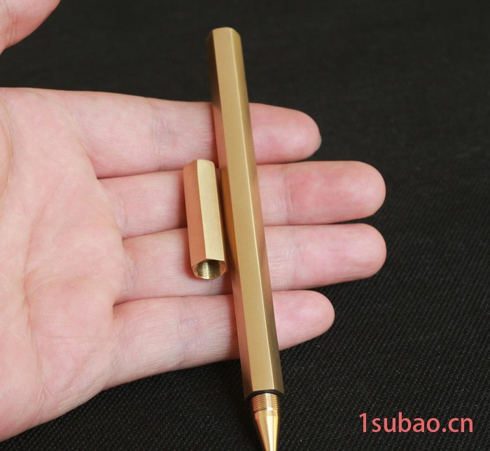 铜笔手工笔纯铜笔纯黄铜笔复古签字笔全金属六棱形手工怀旧中性笔