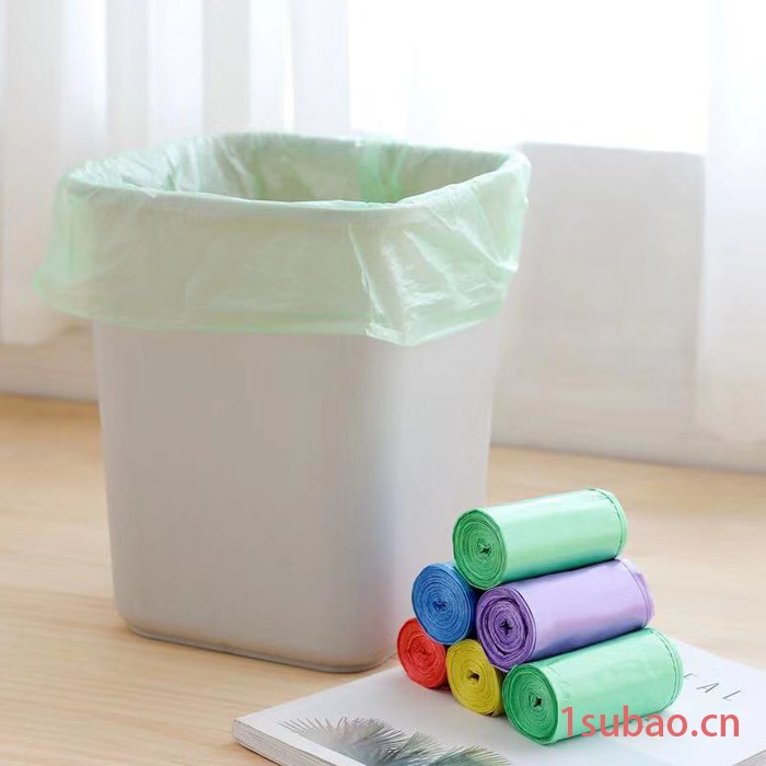 多彩 垃圾袋 家用垃圾袋彩色 一次性点断式垃圾袋 厨房塑料袋 五连卷大号 垃圾袋图2