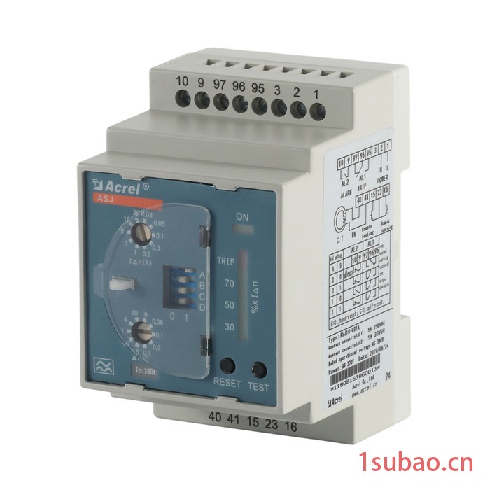 安科瑞 剩余电流动作继电器 ASJ10-LD1A 脉冲触保器 漏电继电器 Acrel 剩余电流继电器图4