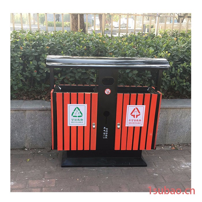 祥兆实业 钢木垃圾桶 **户外垃圾桶 分类塑木钢条垃圾桶图2