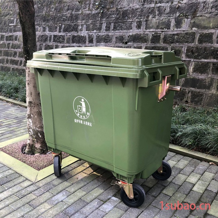 成都660升大号四个轮子垃圾桶价格  660升户外垃圾桶定做图2