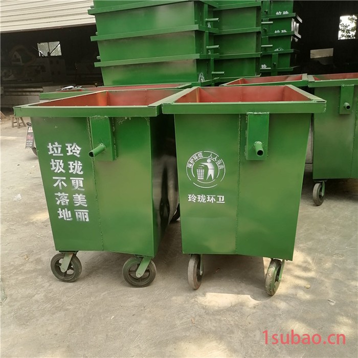 660升铁垃圾桶 绿色带盖分类垃圾桶 加厚铁质垃圾箱 铁皮大方桶大圾容量垃桶图2