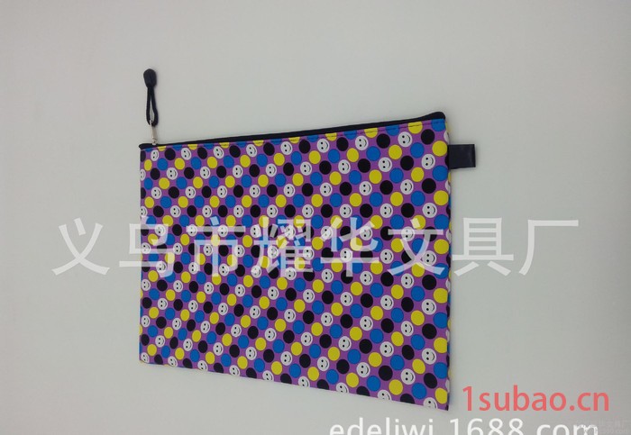 PU革拉边袋 学生文件袋 办公资料网格袋 可定做LOGO 广图2