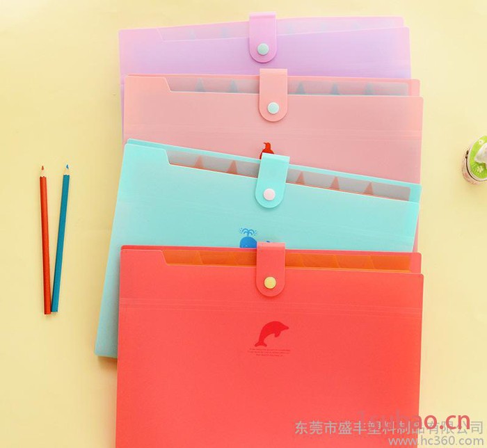 东莞创意资料夹清新纯色8入/12入A4文件夹可爱多层插页PP文件袋图3