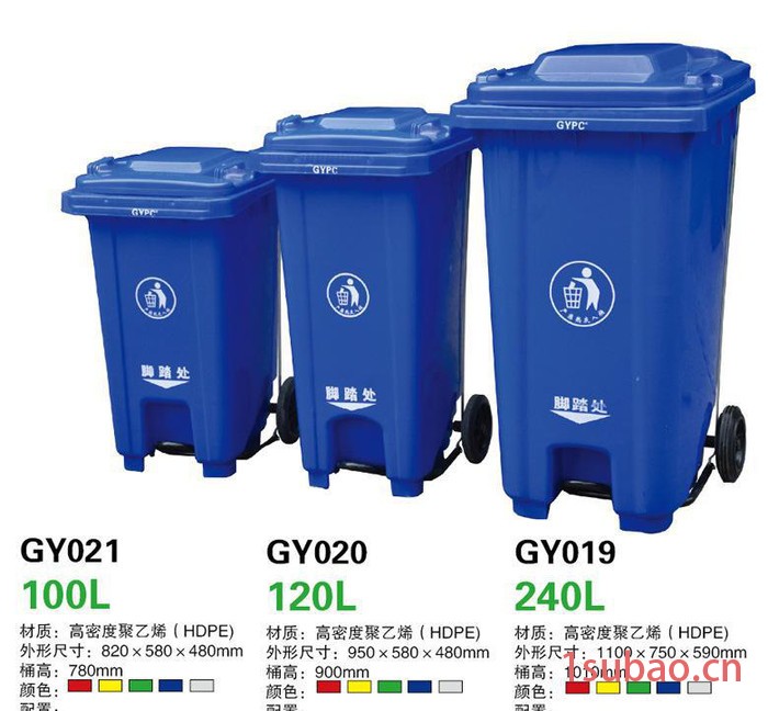 塑料垃圾桶240L 户外垃圾桶 环卫垃圾桶 脚踏塑料垃圾桶图2