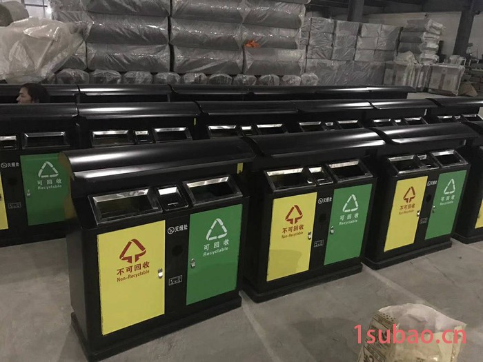 新疆街道物业小区定制款大号果皮箱 镀锌板分类垃圾桶环卫垃圾桶图6