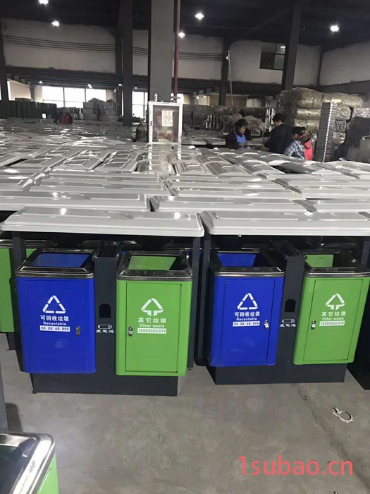新疆街道物业小区定制款大号果皮箱 镀锌板分类垃圾桶环卫垃圾桶图5