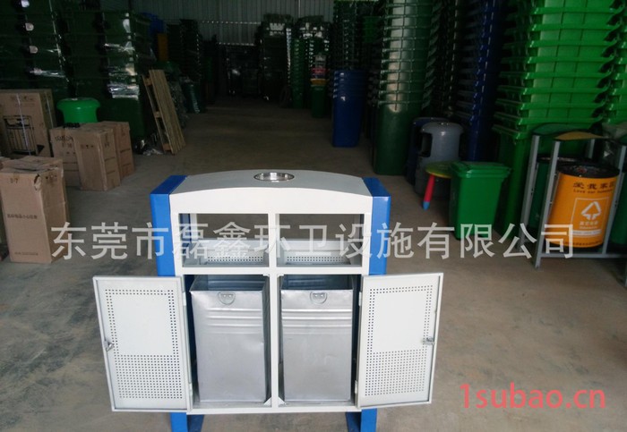 户外垃圾桶 小区垃圾双箱 钢板分类垃圾桶 方形分类垃圾桶 垃图2