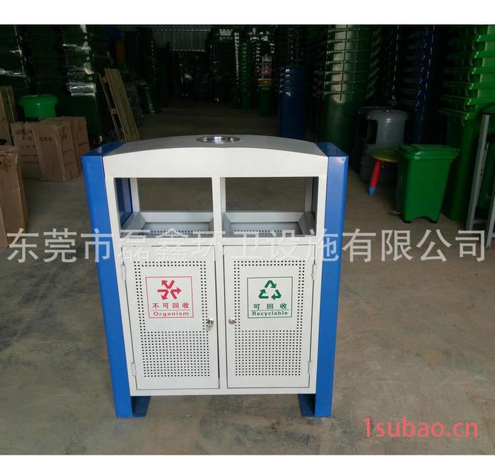 户外垃圾桶 小区垃圾双箱 钢板分类垃圾桶 方形分类垃圾桶 垃图3