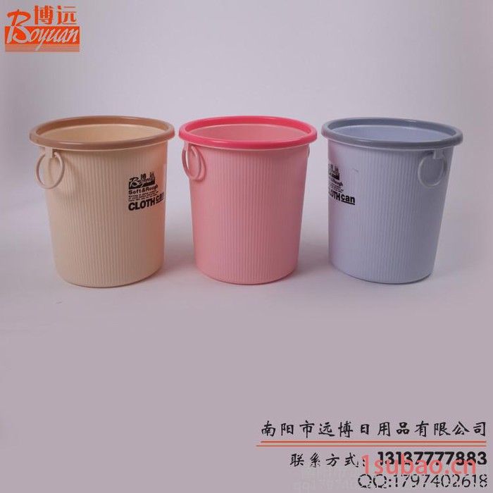博远 双环压圈塑料垃圾桶批发 **环保塑料垃圾桶 垃圾篓厂家批发定制可加印LOGO图2