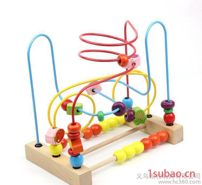 木制早教益智玩具 婴幼儿大号水果绕珠宝宝小串珠 儿童玩具