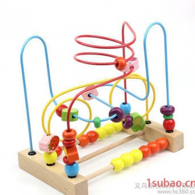 木制早教益智玩具 婴幼儿大号水果绕珠宝宝小串珠 儿童玩具