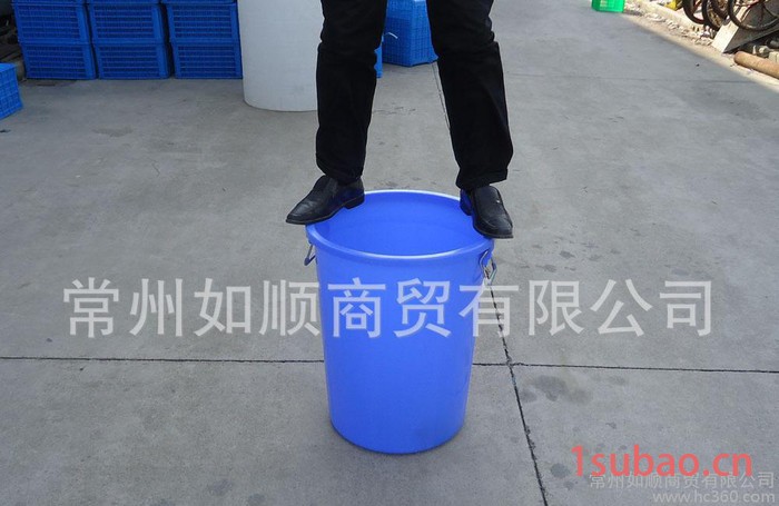 大水桶 160升蓝色塑料垃圾桶 圆形铁饼手提式垃圾桶 江苏**图3