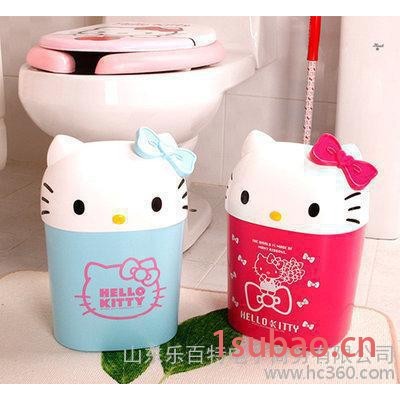 韩国进口HELLO KITTY凯蒂猫新款超萌带盖垃圾桶5L