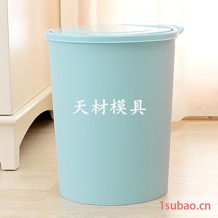 圆形塑料垃圾桶模具 按压式垃圾筒塑料模具图2