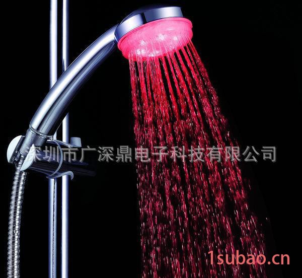 led单色变色花洒 **圆形花洒 发光变色单绿色花洒SDS-图2