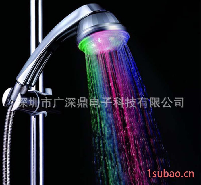 led七彩花洒喷头 塑料花洒弯形手柄花洒头SDS-A11图3