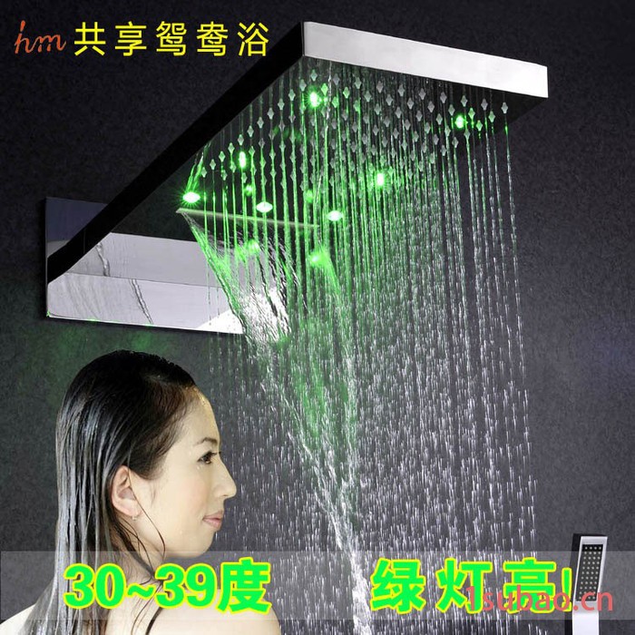 发光花洒套装 全铜暗装洁具 环保节水喷头配冷热水开关有下出水图7