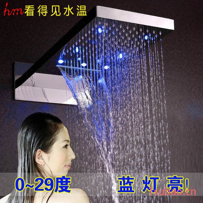 发光花洒套装 全铜暗装洁具 环保节水喷头配冷热水开关有下出水图6