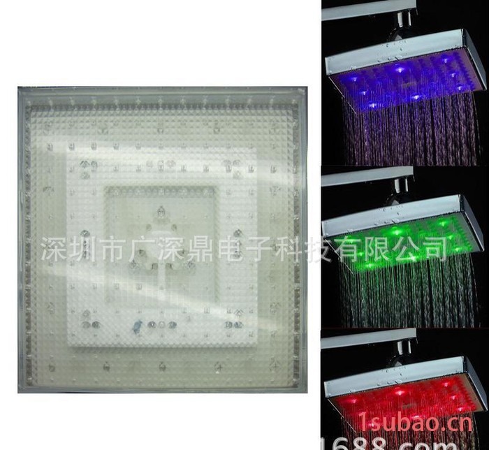 led方形顶喷 花洒顶喷 新款感温变色发光大顶喷SDH-C1图2