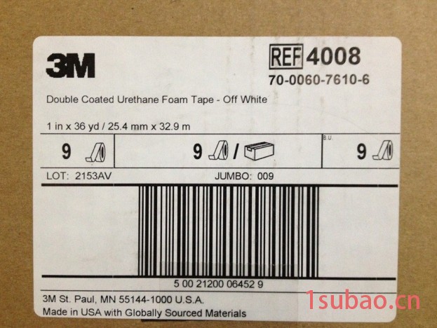 3M 4008 聚氨脂泡棉双面胶带 家具 办公 汽车粘胶25.4m*33m图2