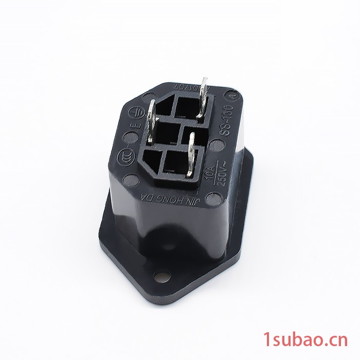 纽系SS-130 AC电源插座 锁式品字母座 器具三孔180度 有耳带螺丝固定 小家电插座图3