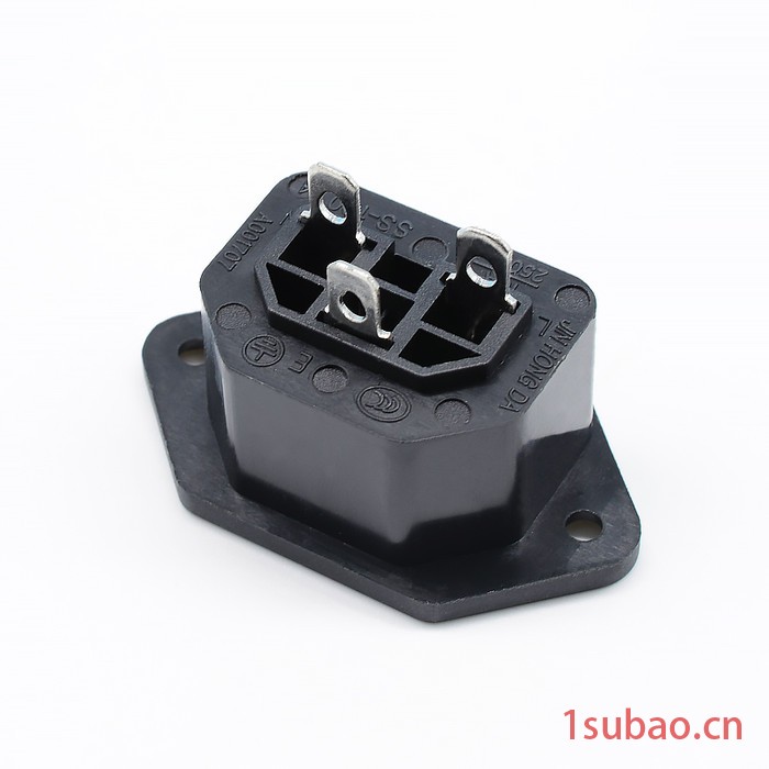 纽系SS-130 AC电源插座 锁式品字母座 器具三孔180度 有耳带螺丝固定 小家电插座图2