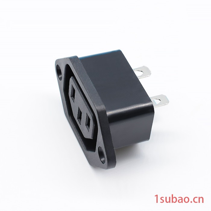 纽系SS-130 AC电源插座 锁式品字母座 器具三孔180度 有耳带螺丝固定 小家电插座图4