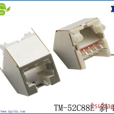 RJ11连接器插座 斜45度带屏蔽电话插座 RJ45