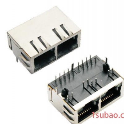 供应兴伸展电子100BASE1*2RJ45带滤波器/10 100BASE网络插座(图)/RJ45连接器网络插座