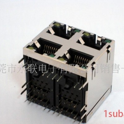 供应**低价RJ45 2X2 FU 带弹带灯双层PCB网络插座 双层PCB网络插座RJ45