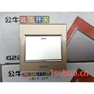 公牛开关插座 钢化高晶玻璃面板G22香槟金晶致面板 五孔插座